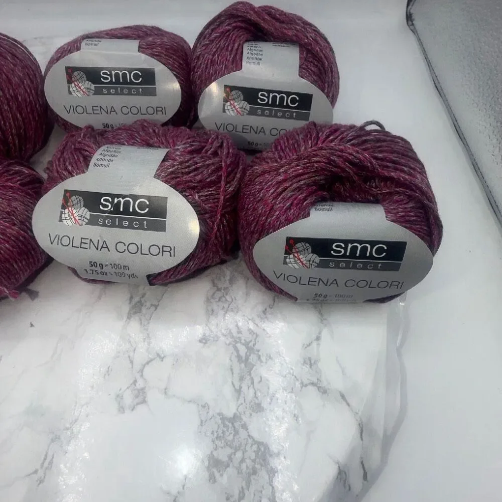 SMC SELECT Violena Cotton Modal Blend Red Grey Yarn-8 Skeins NEW!